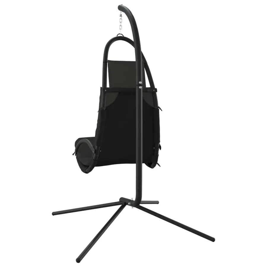 Chaise balançoire jardin coussin gris foncé tissu Oxford/acier - 5