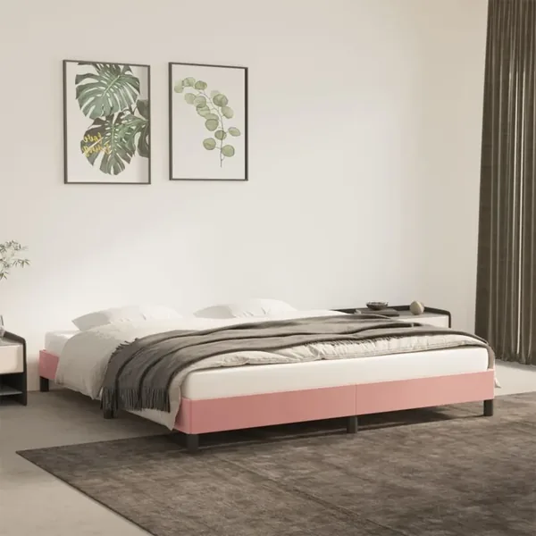 Cadre de lit sans matelas rose 160x200 cm velours