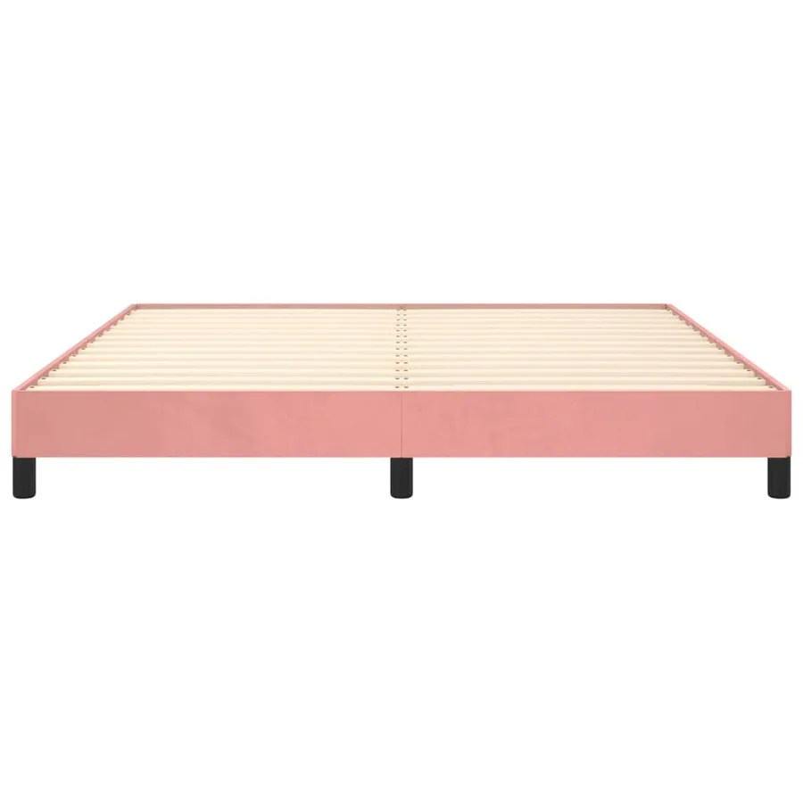 Cadre de lit sans matelas rose 160x200 cm velours - 5
