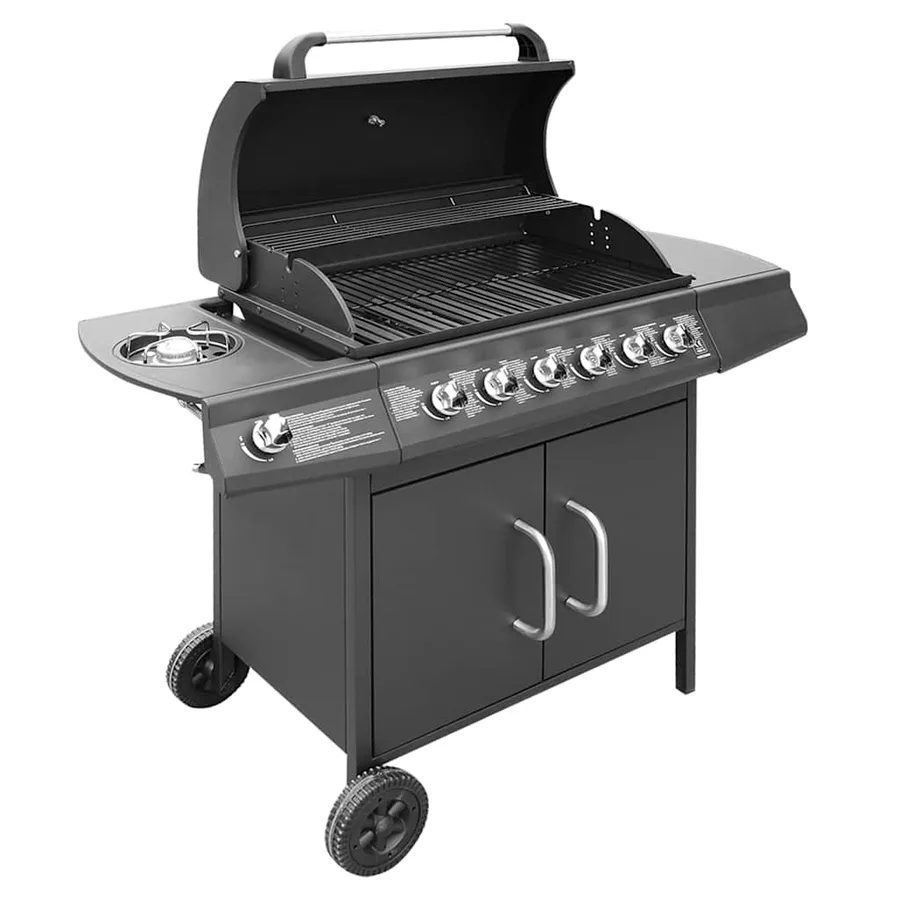 Barbecue à gaz 6 + 1 zone de cuisson Noir - 2