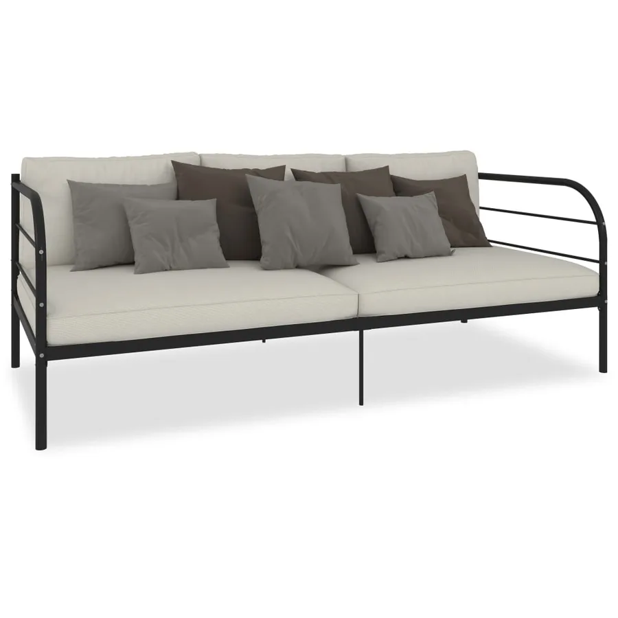 Cadre de lit de repos sans matelas noir métal 90x200 cm - 2