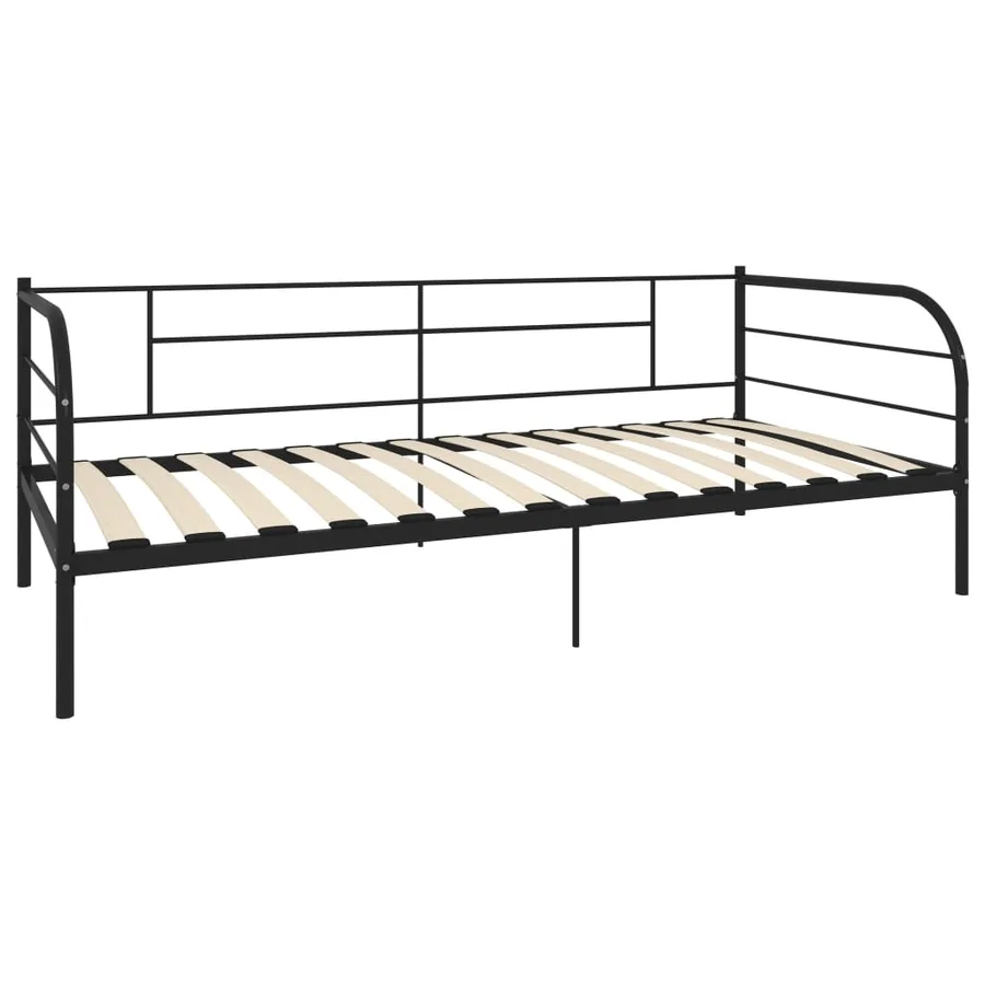 Cadre de lit de repos sans matelas noir métal 90x200 cm - 3