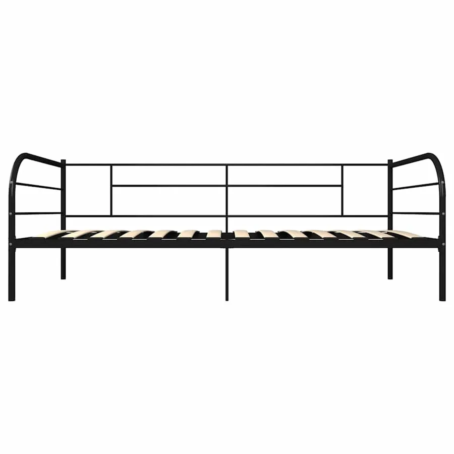 Cadre de lit de repos sans matelas noir métal 90x200 cm - 4
