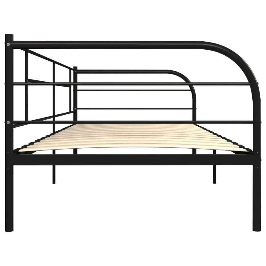 Cadre de lit de repos sans matelas noir métal 90x200 cm - 5