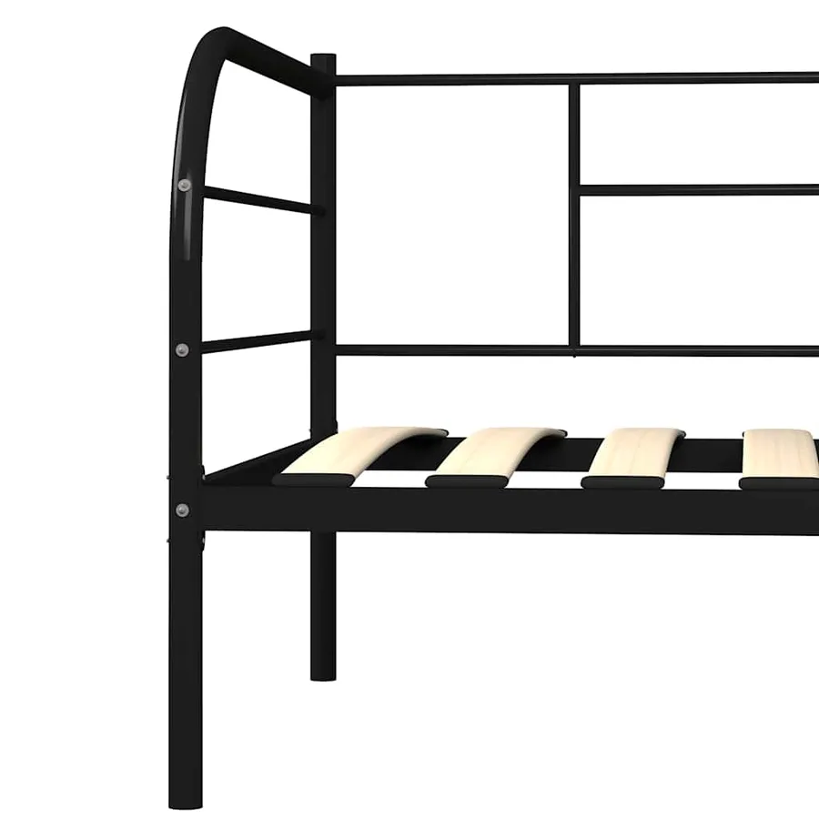 Cadre de lit de repos sans matelas noir métal 90x200 cm - 6