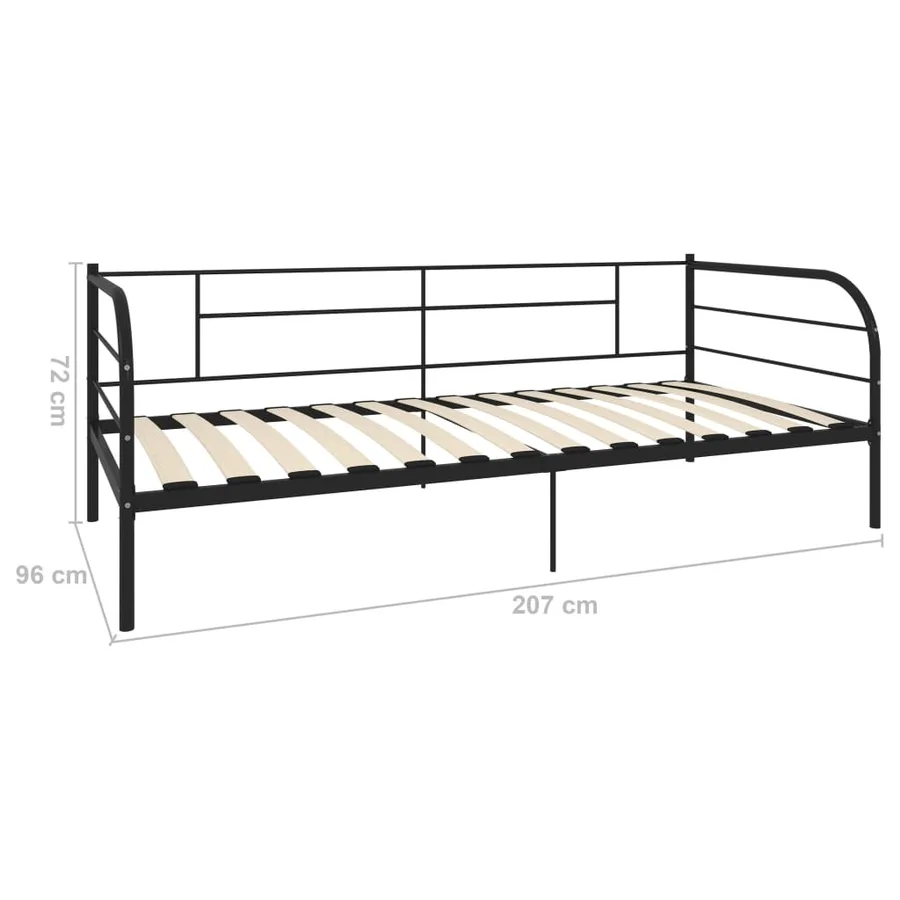 Cadre de lit de repos sans matelas noir métal 90x200 cm - 8