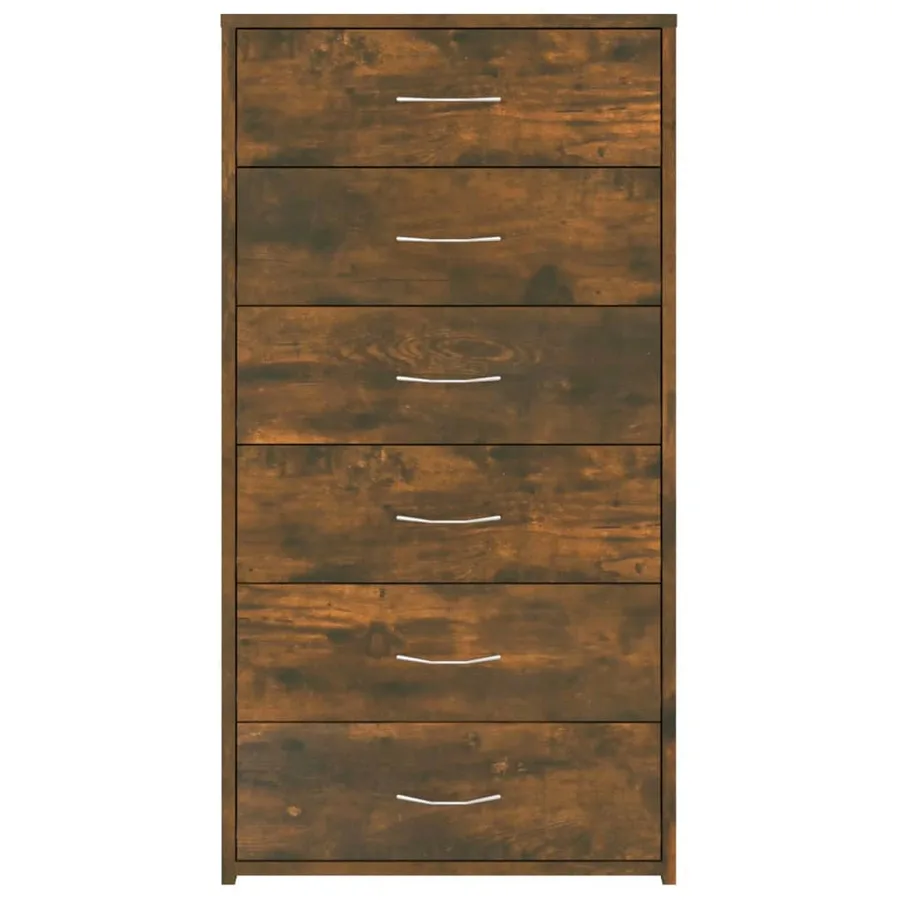 Buffet avec 6 tiroirs Chêne fumé 50x34x96 cm Bois d'ingénierie - 5