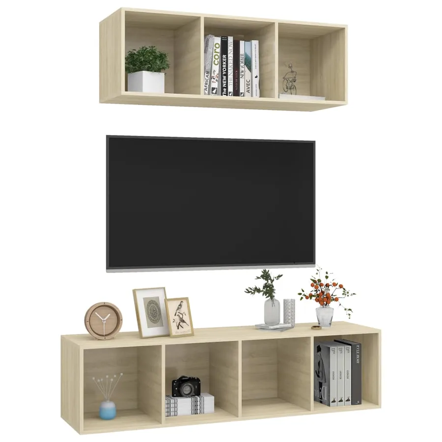 Ensemble de meubles TV 2 pcs Chêne sonoma Bois d'ingénierie - 3