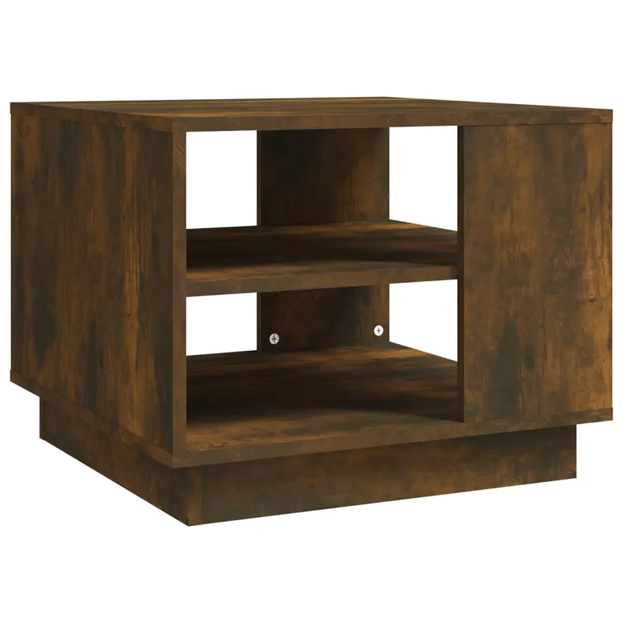 Table basse chêne fumé 55x55x43 cm bois d'ingénierie - 2