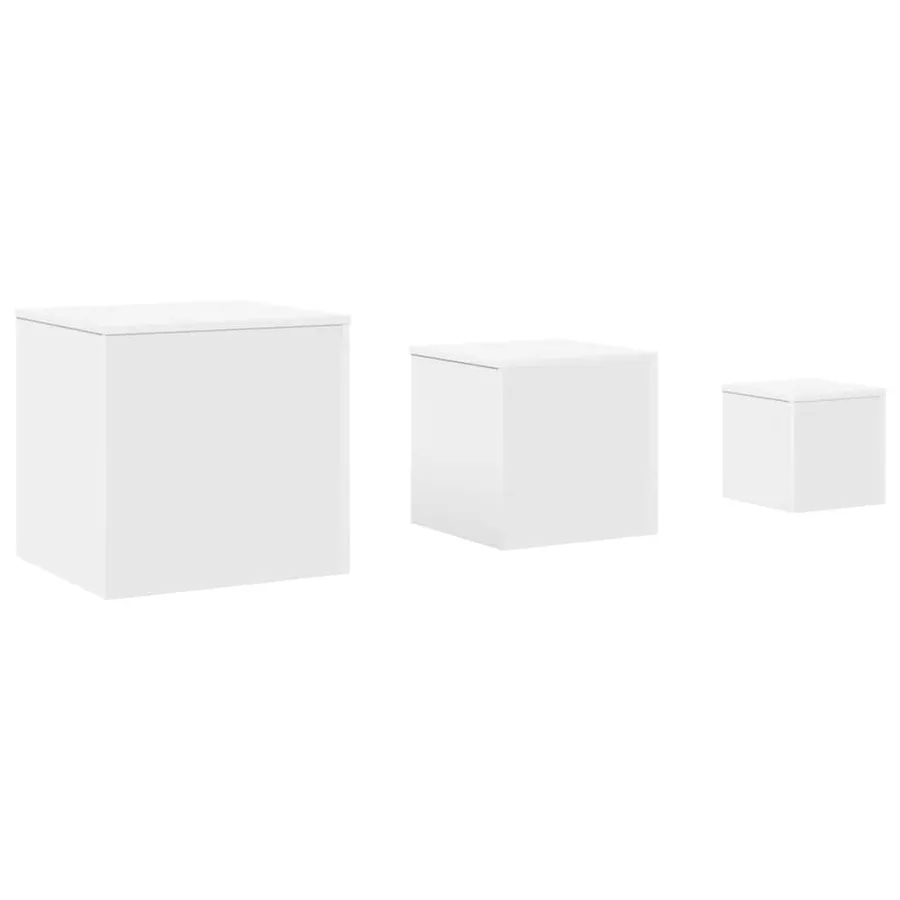Tables d'appoint 3 pièces en bois d'ingénierie blanc - 2