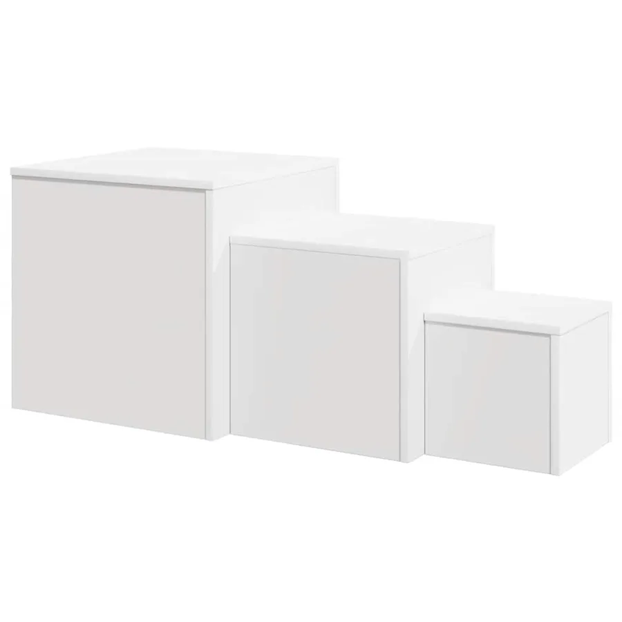 Tables d'appoint 3 pièces en bois d'ingénierie blanc - 5