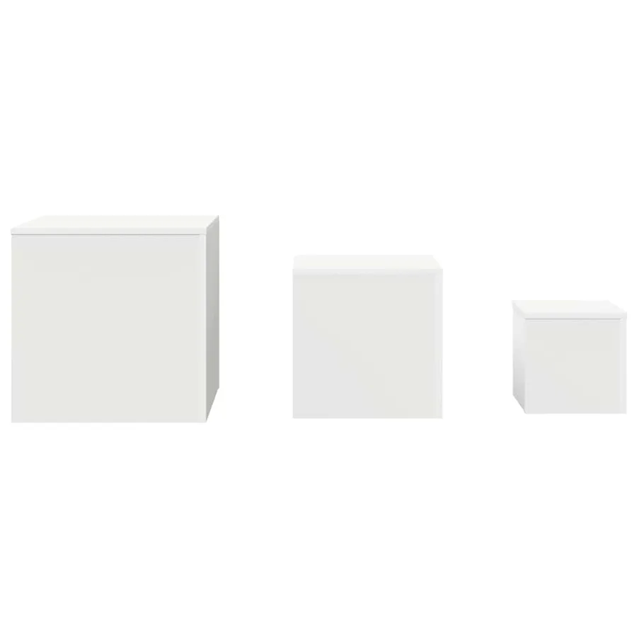 Tables d'appoint 3 pièces en bois d'ingénierie blanc - 6