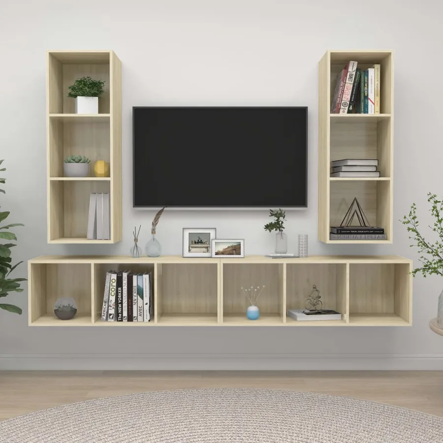 Meubles TV muraux 4 pcs Chêne sonoma Bois d'ingénierie