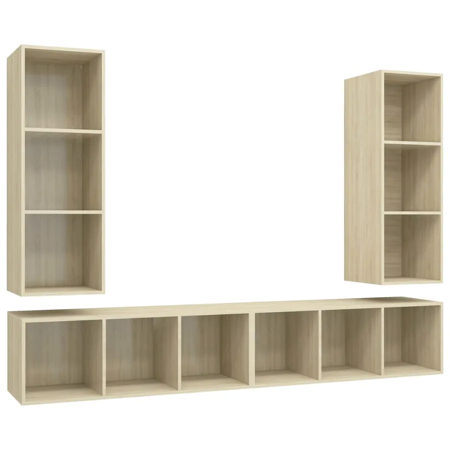 Meubles TV muraux 4 pcs Chêne sonoma Bois d'ingénierie - 2