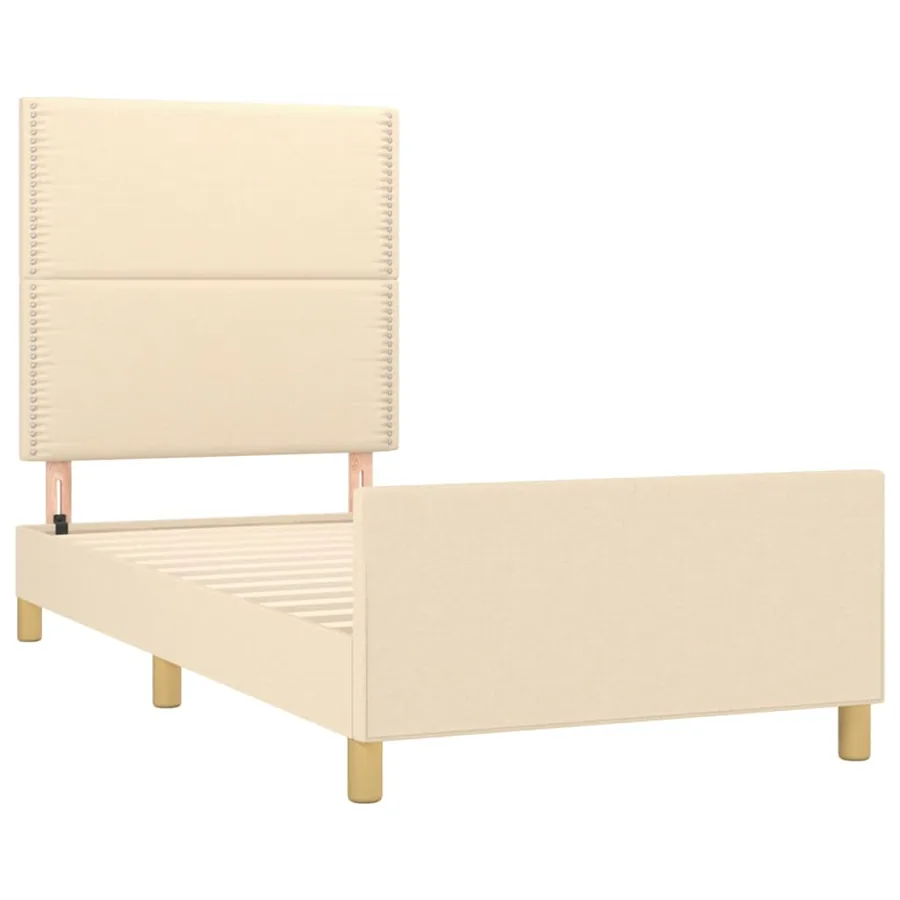 Cadre de lit sans matelas crème 90x200 cm tissu - 4