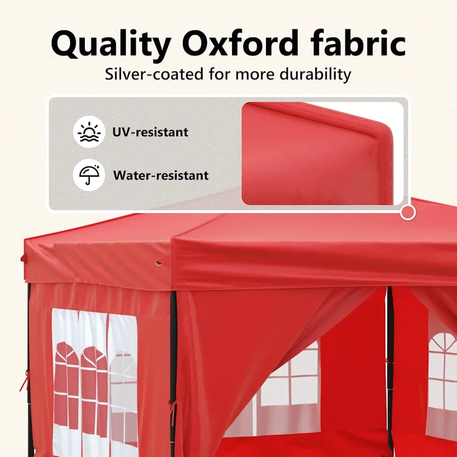 Tente de réception pliable avec parois Rouge 3x3 m - 11