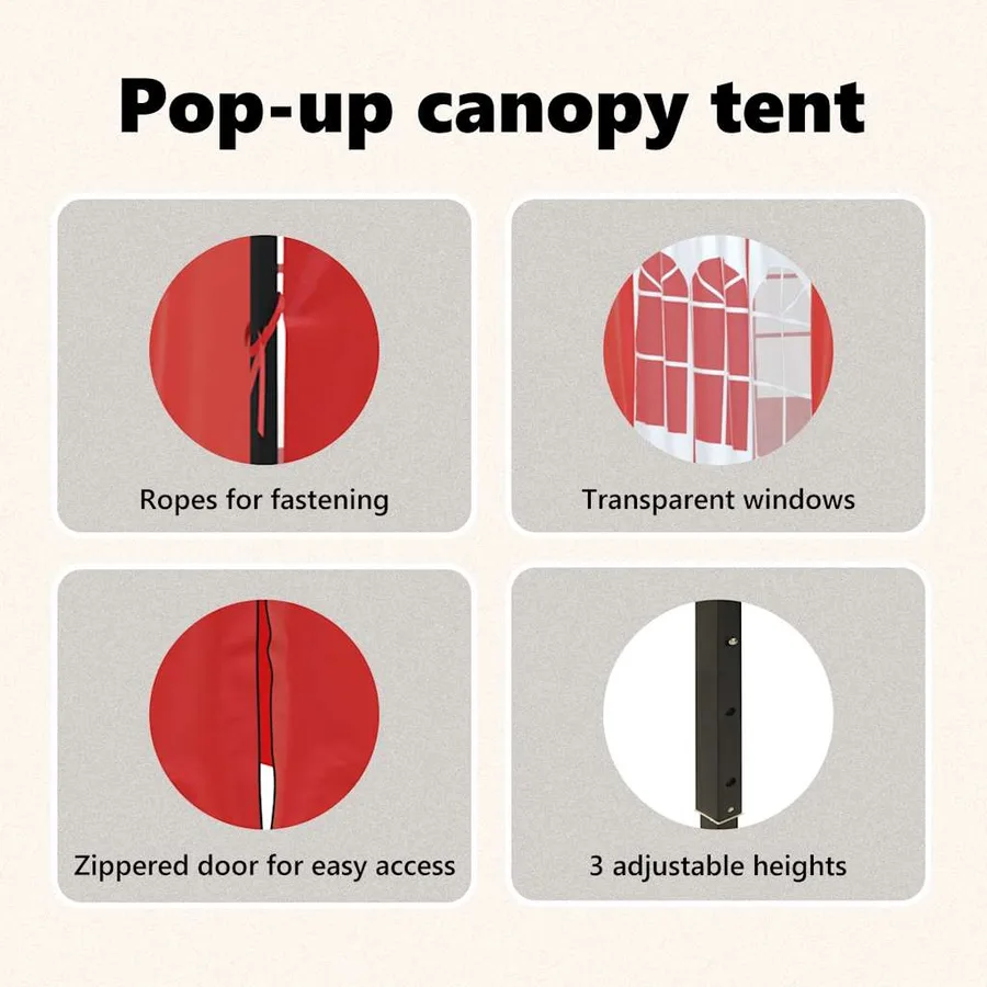 Tente de réception pliable avec parois Rouge 3x3 m - 13