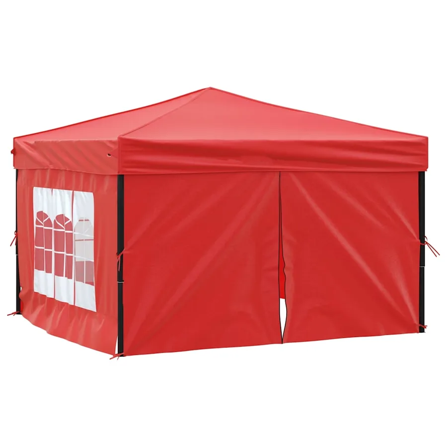 Tente de réception pliable avec parois Rouge 3x3 m - 2