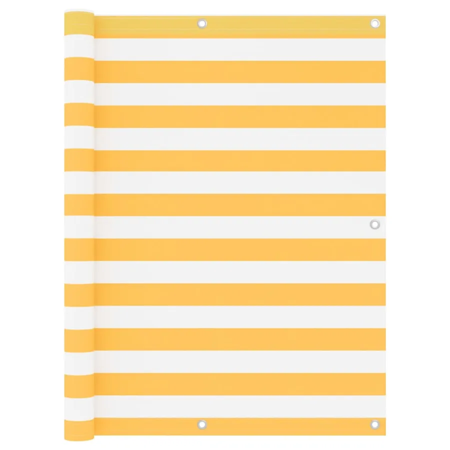 Écran de balcon Blanc et jaune 120x600 cm Tissu Oxford