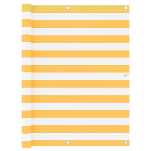 Écran de balcon Blanc et jaune 120x600 cm Tissu Oxford