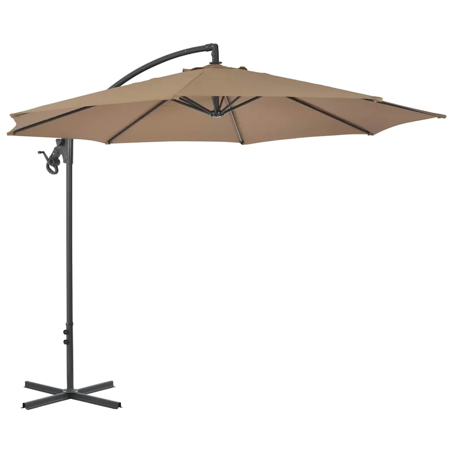 Parasol de jardin en porte-à-feux avec poteau en acier taupe - 2