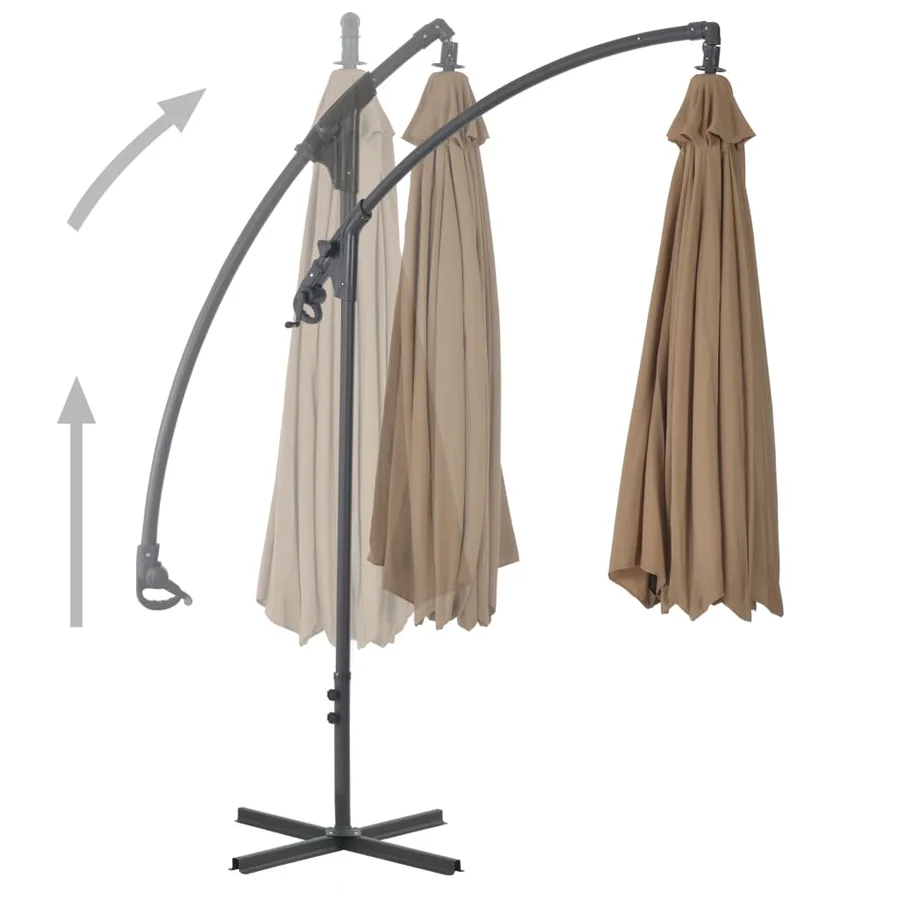 Parasol de jardin en porte-à-feux avec poteau en acier taupe - 3