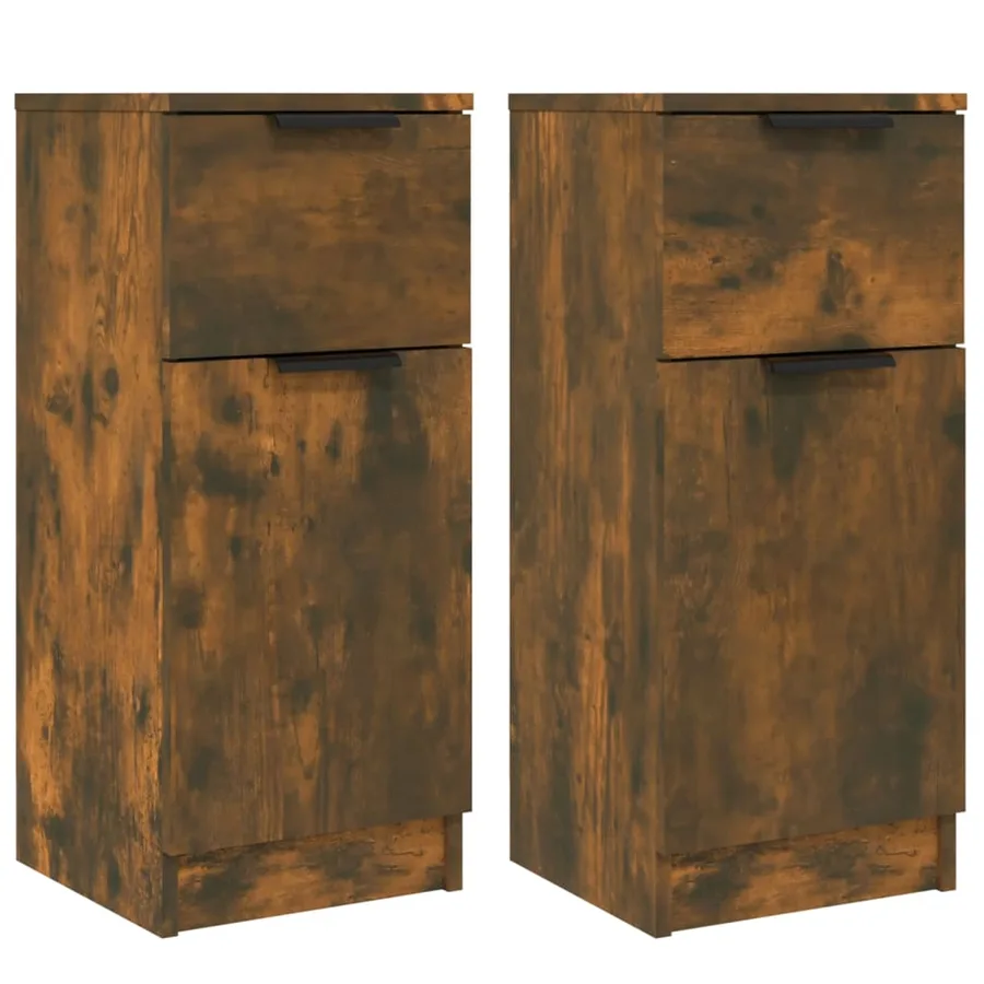 Buffets 2 pcs Chêne fumé 30x30x70 cm Bois d'ingénierie - 2