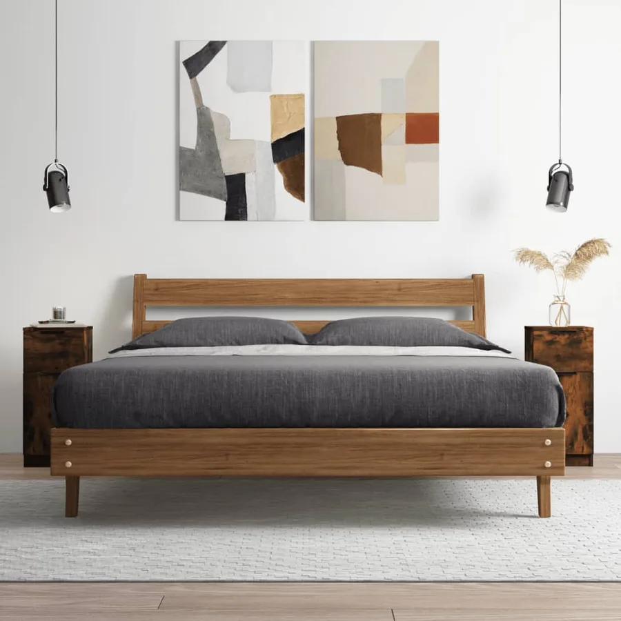 Buffets 2 pcs Chêne fumé 30x30x70 cm Bois d'ingénierie - 3