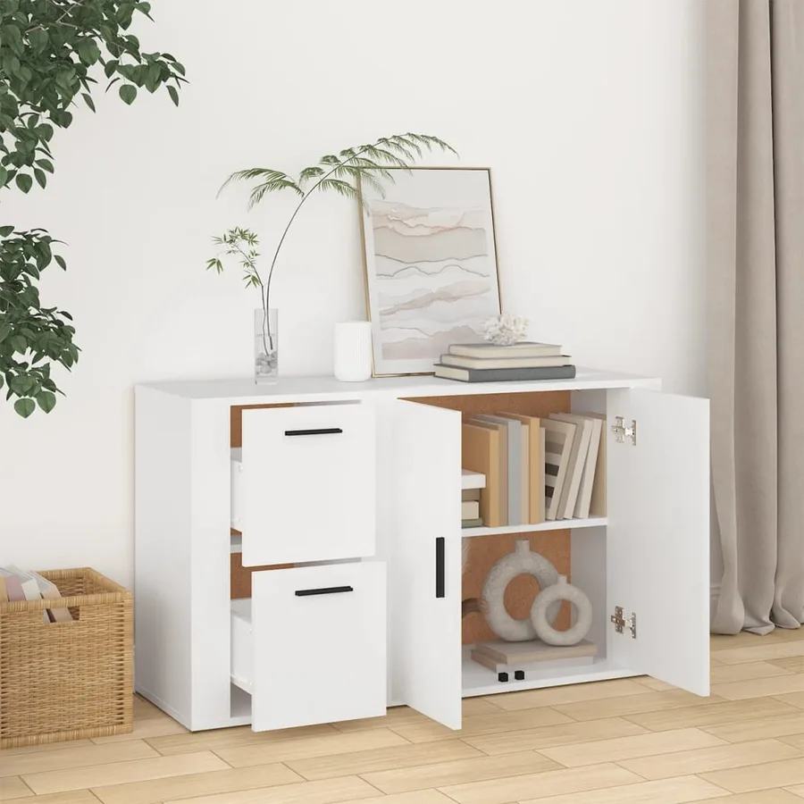 Buffet Blanc 100x33x59,5 cm Bois d'ingénierie - 3