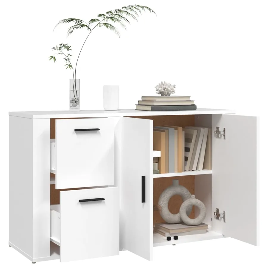 Buffet Blanc 100x33x59,5 cm Bois d'ingénierie - 5