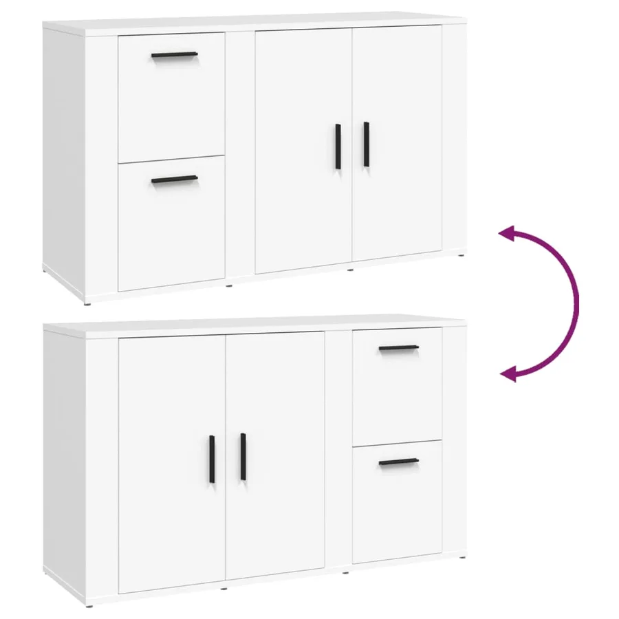 Buffet Blanc 100x33x59,5 cm Bois d'ingénierie - 9