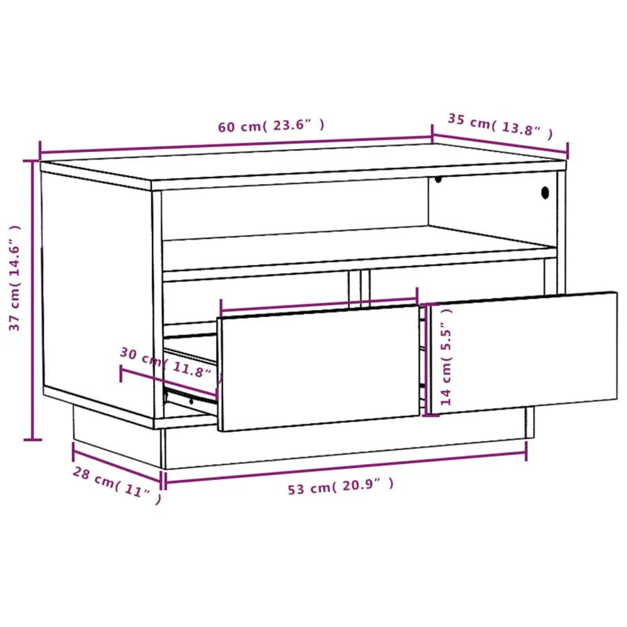 Meuble TV 60x35x37 cm Bois de pin massif - 9