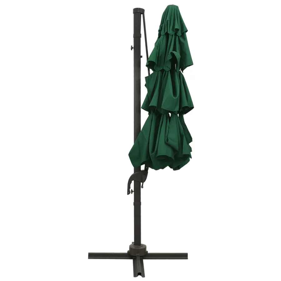 Parasol de jardin à 4 niveaux avec mât en aluminium vert 3x3 m - 3