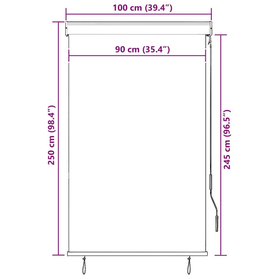 Store roulant d'extérieur 100x250 cm Bleu et blanc - 10