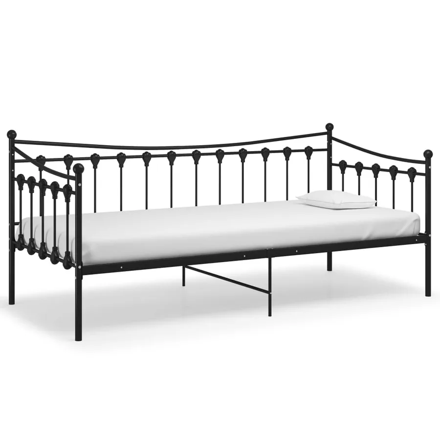 Cadre de canapé-lit sans matelas noir métal 90x200 cm - 2