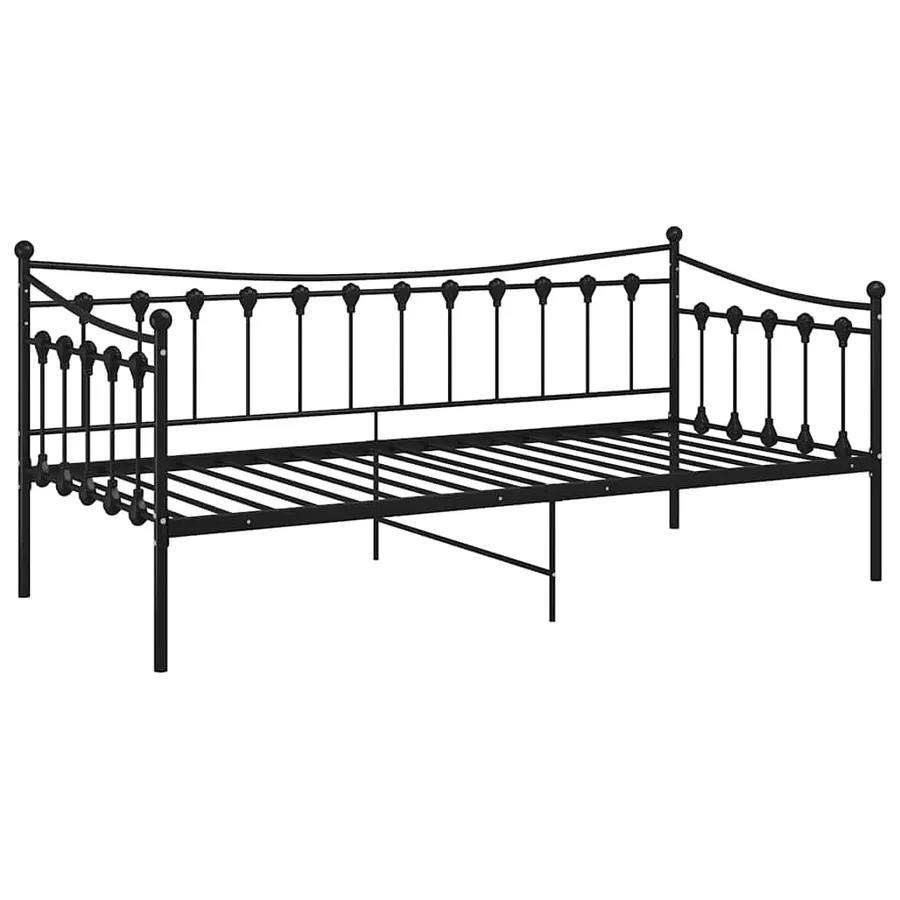 Cadre de canapé-lit sans matelas noir métal 90x200 cm - 3