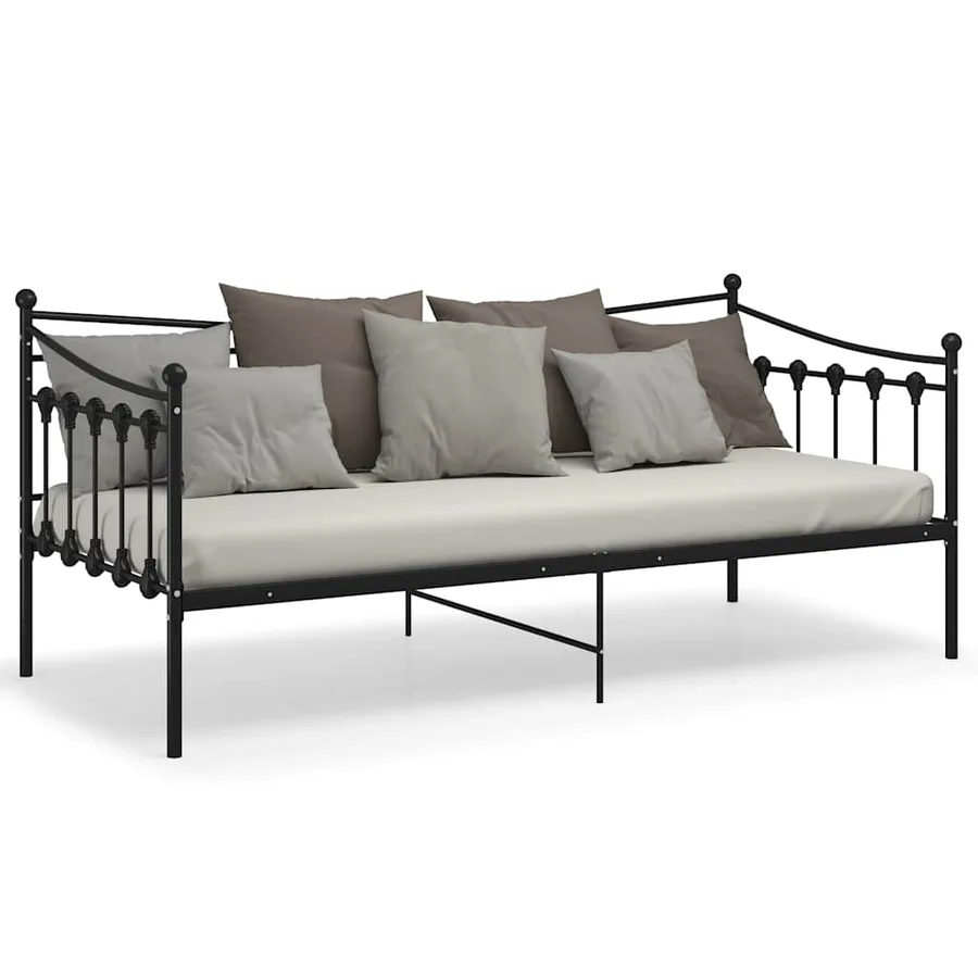 Cadre de canapé-lit sans matelas noir métal 90x200 cm - 5
