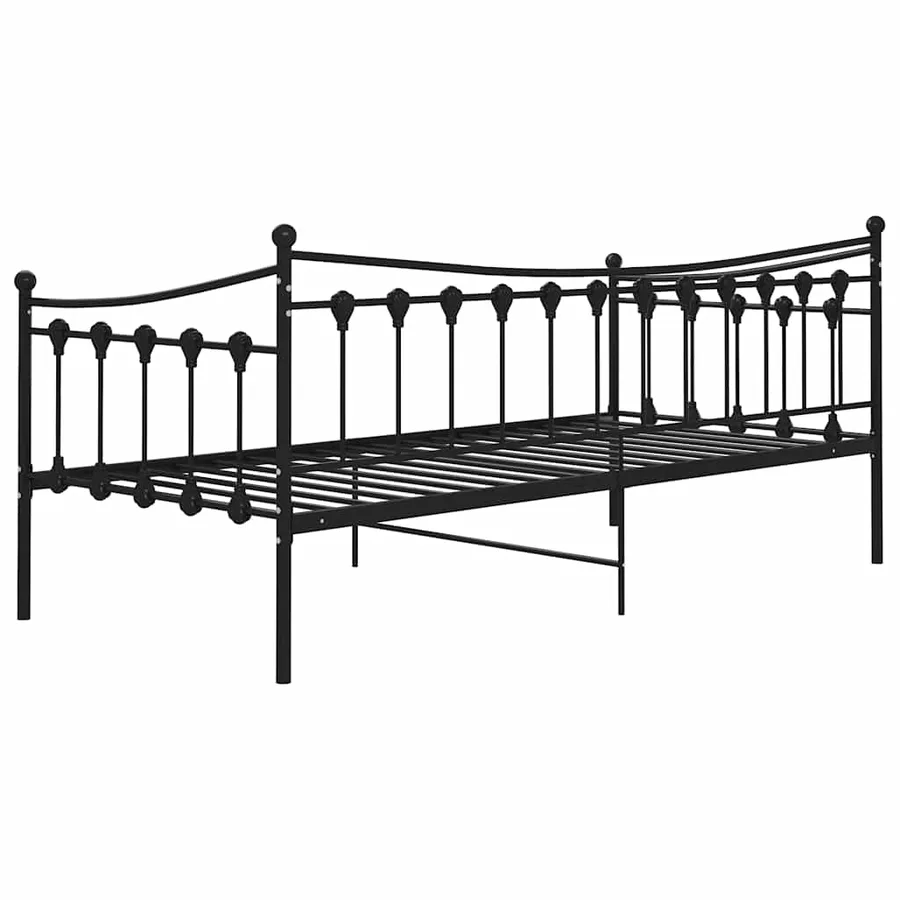 Cadre de canapé-lit sans matelas noir métal 90x200 cm - 8