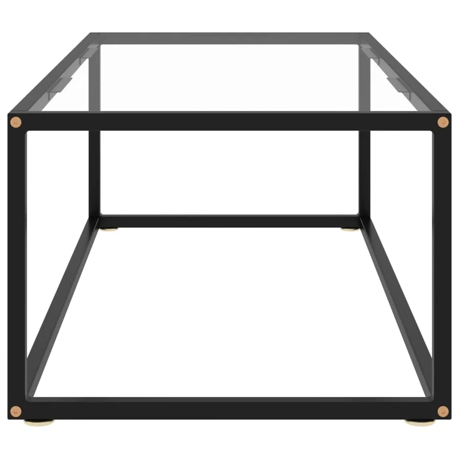 Table basse Noir avec verre trempé 100x50x35 cm - 3