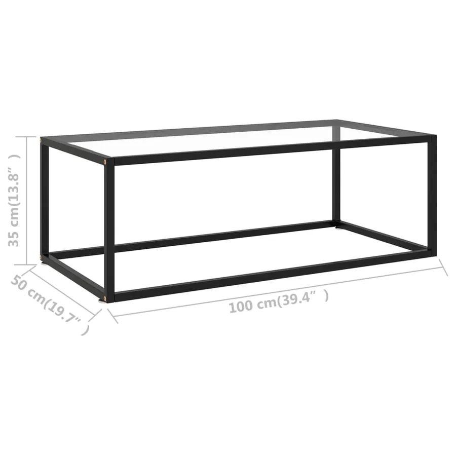 Table basse Noir avec verre trempé 100x50x35 cm - 6