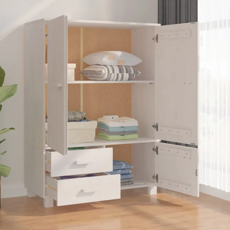 Garde-robe HAMAR Blanc 99x45x137 cm Bois massif de pin - 7