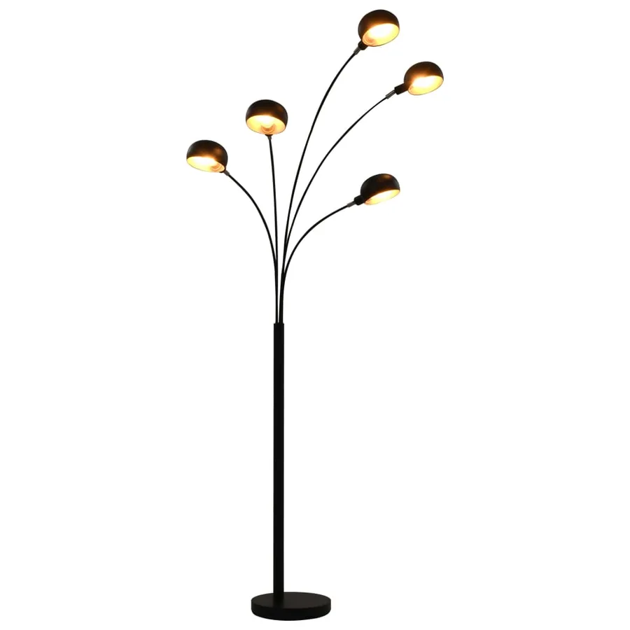 Lampadaire 200 cm 5 x E14 Noir et doré