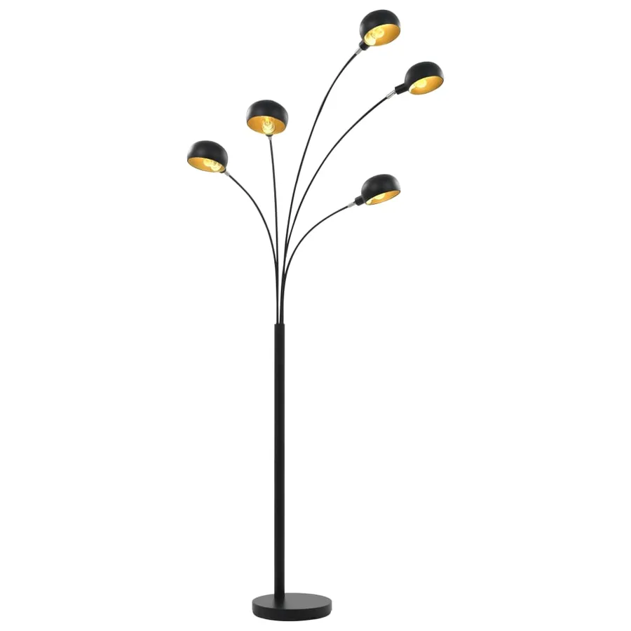 Lampadaire 200 cm 5 x E14 Noir et doré - 2