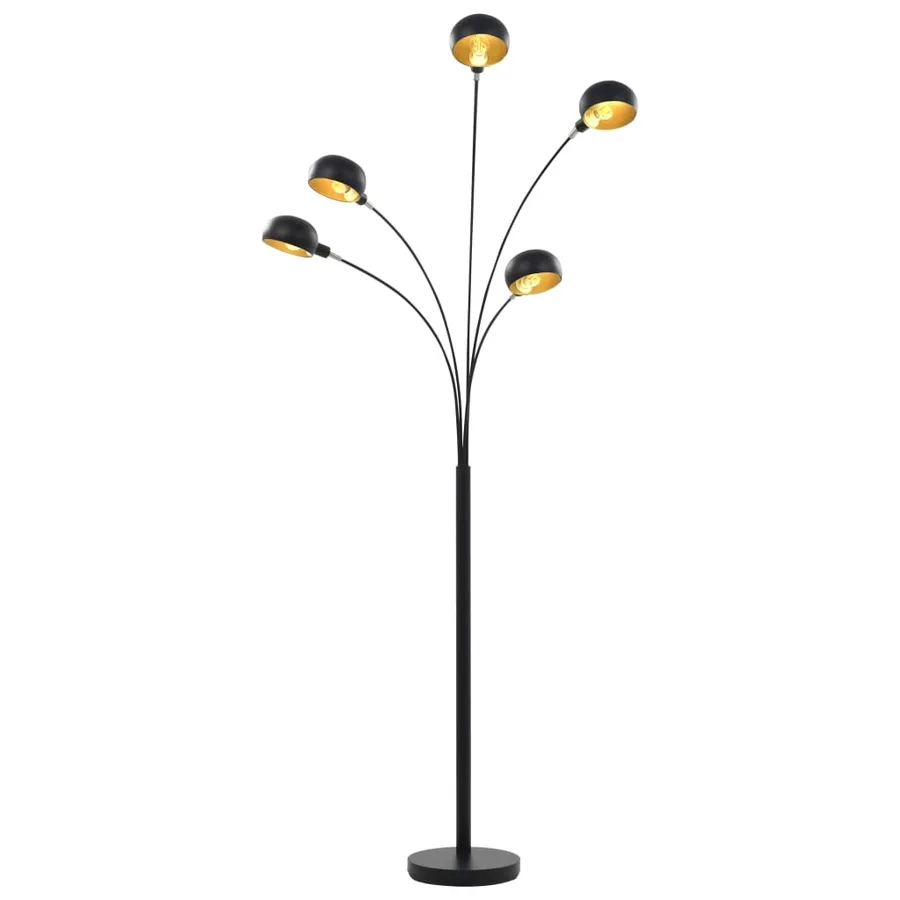 Lampadaire 200 cm 5 x E14 Noir et doré - 3