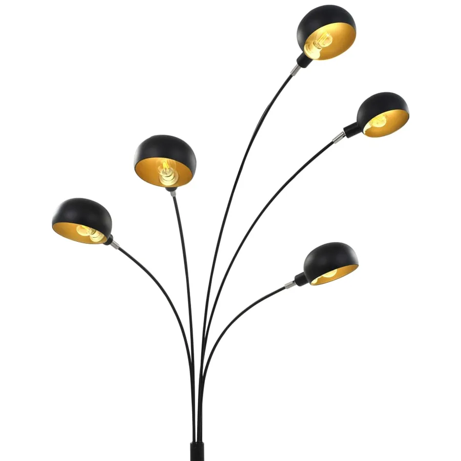 Lampadaire 200 cm 5 x E14 Noir et doré - 5