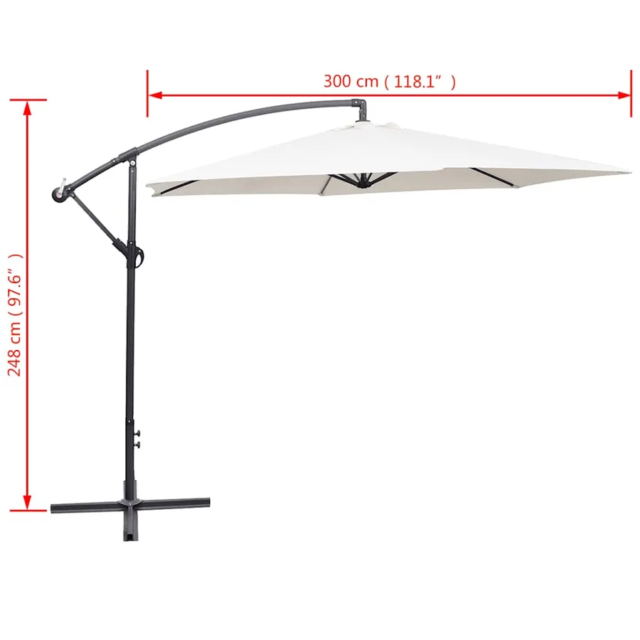 Parasol de jardin en porte-à-faux 3 m blanc sable - 8