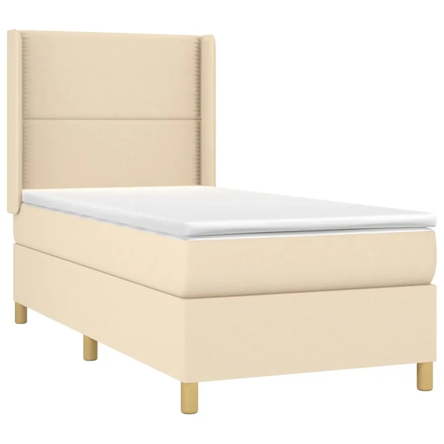 Sommier à lattes de lit et matelas Crème 90x190 cm Tissu - 3