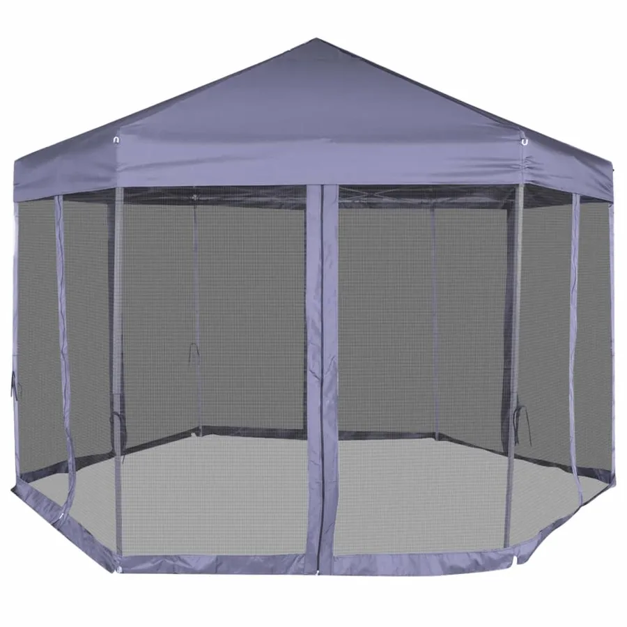 Chapiteau hexagonal avec 6 parois latérales 3,6x3,1m Bleu foncé - 2