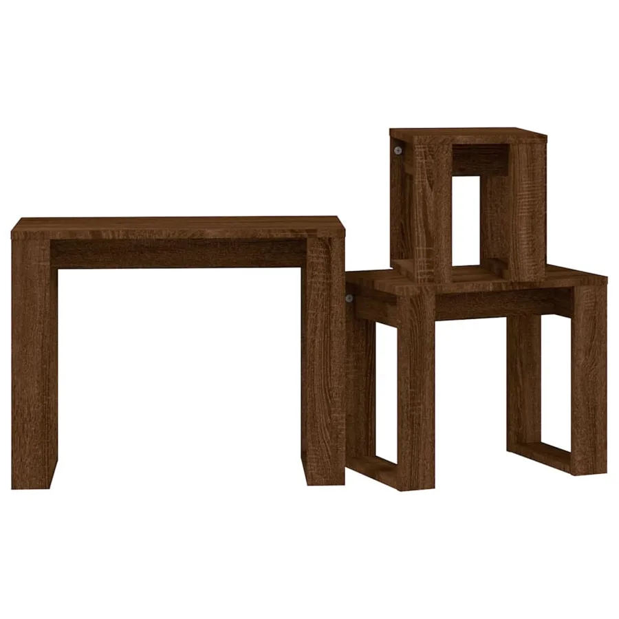 Tables gigognes 3 pcs Chêne marron Bois d'ingénierie - 6