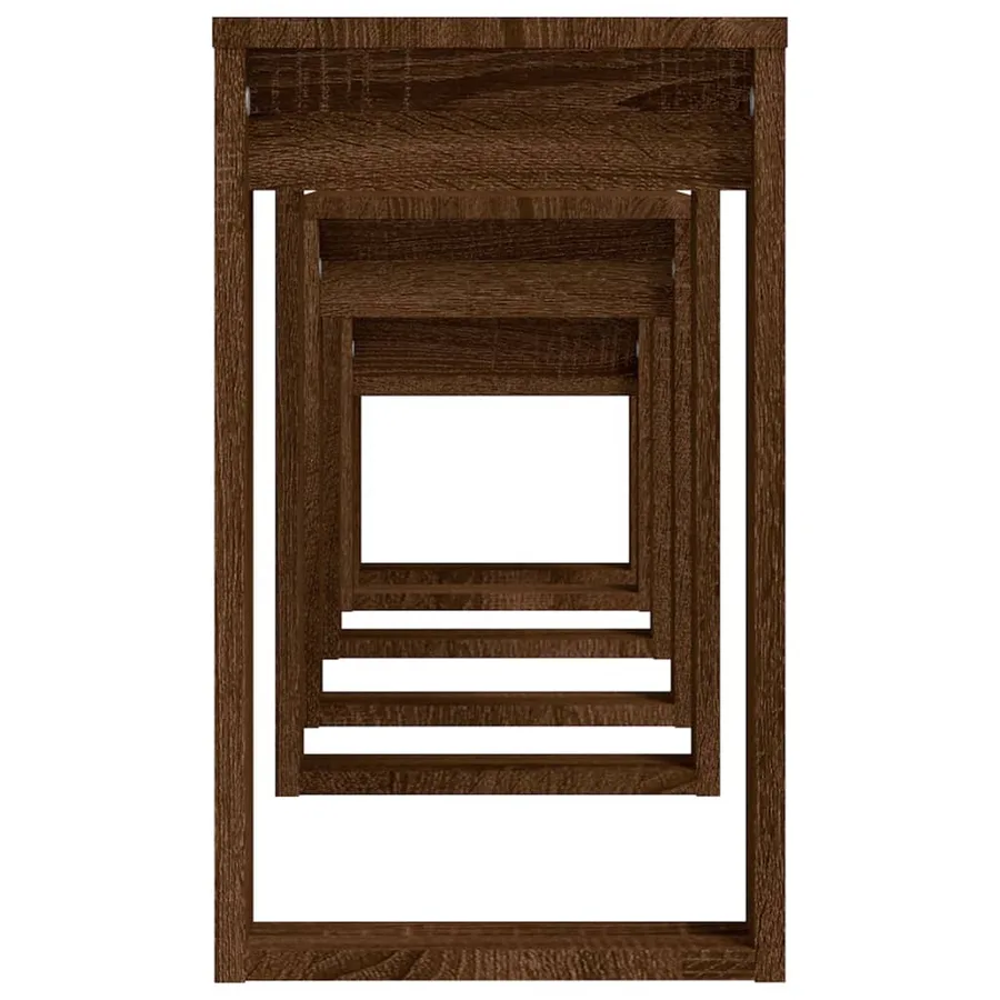 Tables gigognes 3 pcs Chêne marron Bois d'ingénierie - 9